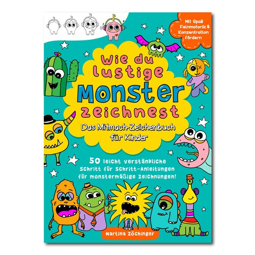Design a cheerful cover for a monster drawing book for children Design by ALINAsINK