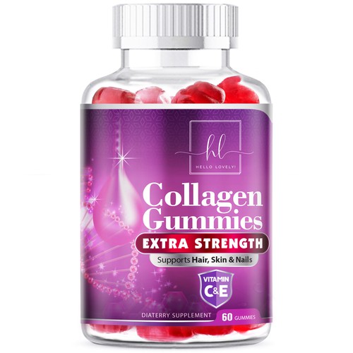 Hello Lovely needs a Collagen Gummies product label Design by agooshe