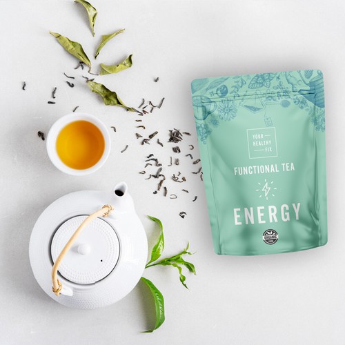 Functional Tea collection design for a health supplement brand! Design by DolphinArt