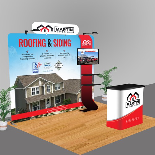 Powerful and eye-catching trade show booth Design by dezignedge*