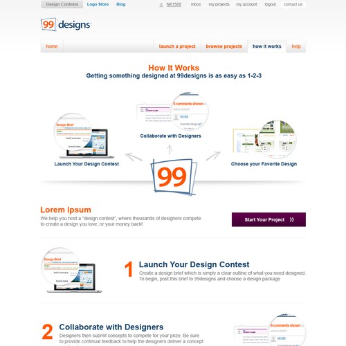 Redesign the “How it works” page for 99designs Diseño de NK1568