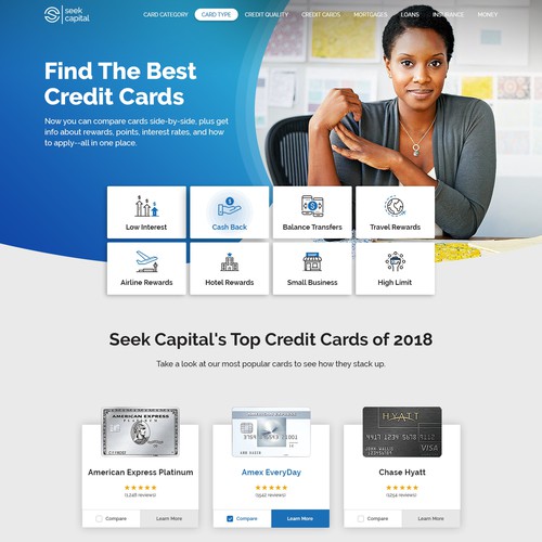 Credit Card Comparison Homepage Design