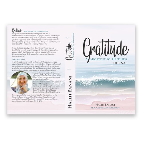 A Gratitude journal cover: Gratitude - A shortcut to happiness Design by Julia Sh.