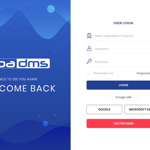 Design a login page for our document management system - EBA DMS Design by sandy#ogma