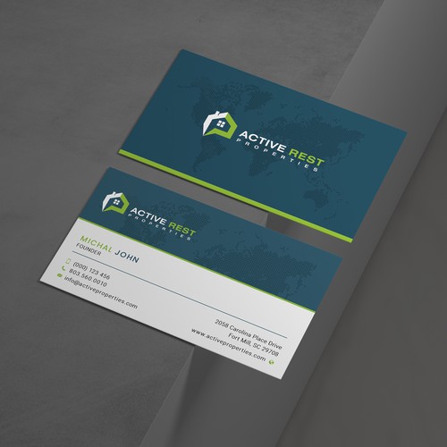 Modern Business Cards for Active Rest Properties Design by Saman Osama