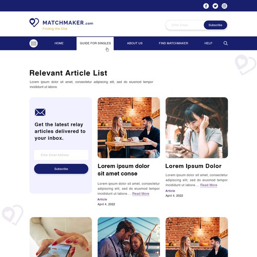 Modern & Sleek Design to Attract Singles who are Stuck at Dating Design by unbox.style⚡️