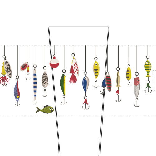 "Drinking glasses for fishing fans" winning Logo design