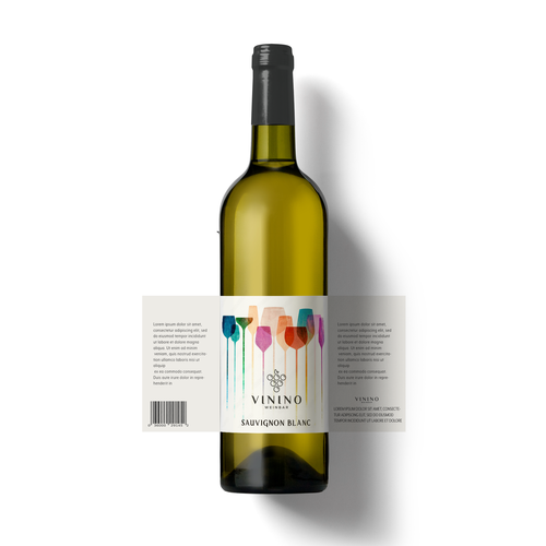 Modern label design for a house wine in a wine bar called VININO Design by halesen