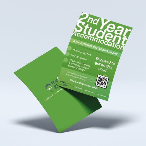 A5 Student Accommodation Flyer Design by Hayley Dow Design