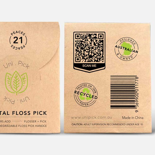 We need a Clean & Minimum design for our first Smart packaging dental floss picks product Design by Lady Goga