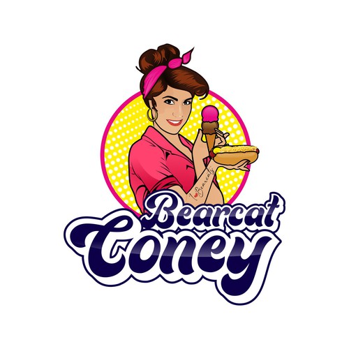 G-Rated Cartoon PinUp Girl girl logo for Retro Coney Hotdog restaurant Design by MALATHY