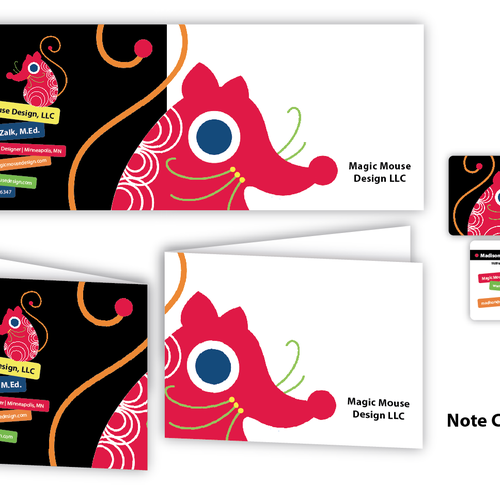 Fun! Funky! Fresh! Creative business card + coordinating note card デザイン by pecas™