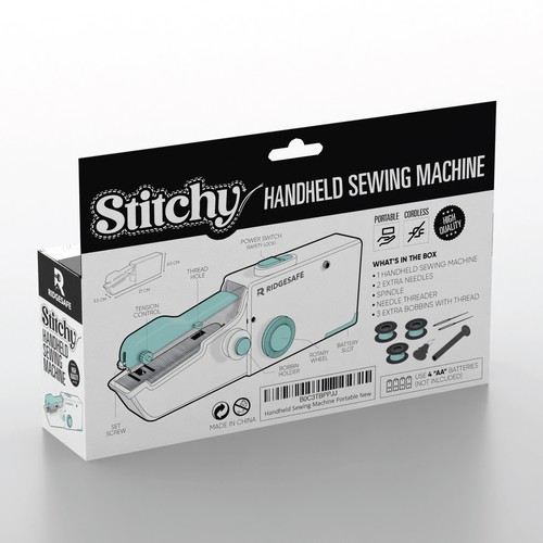 Create Packaging for Moden Handheld Sewing Machine Design by Dem Ro