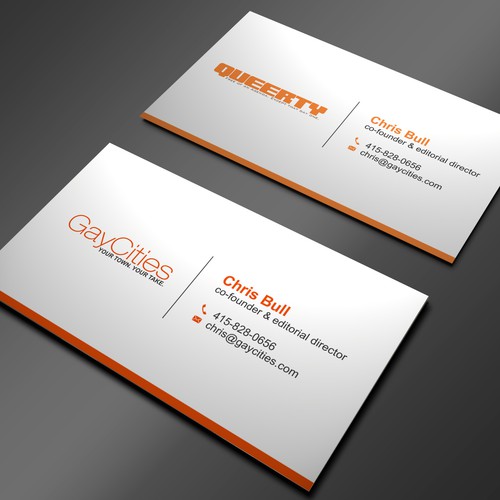 Create new business card design for GayCities, Inc., which runs Queerty.com and GayCities.com,  Ontwerp door rikiraH