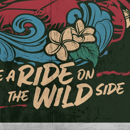 vintage bali jungle rafting Design by WesD