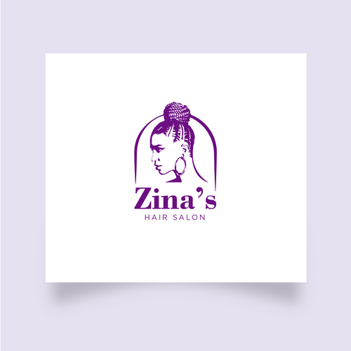 Showcase African Heritage and Glamour for Zina's Hair Salon Logo Design by Τ-ΒöВ