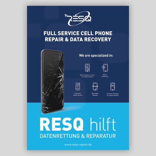 Clean & Nice Poster for Cell Phone Repair & Data Rescue Company Design by EyeQ Creative