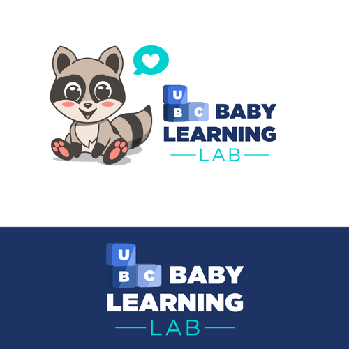 Baby Learning Lab logo: raccoon! Design by Luel