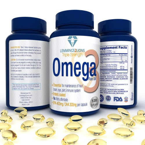 Create a wow factor label for an Omega 3 fish oil label Design by Modelab X