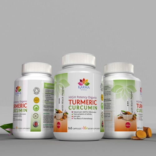 Designs Design a product label for Organic Turmeric Supplement