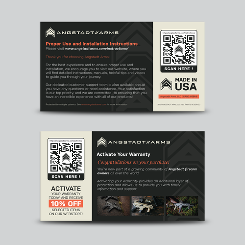 Warranty activation flyer for gun company (postcard) Design by krung