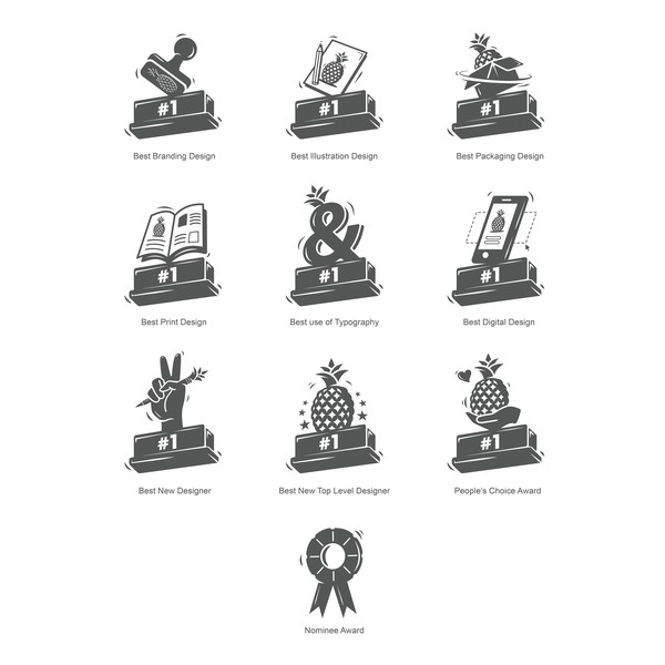 Icon set for the most prestigious awarding event of 99designs 