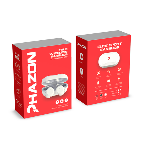 Wireless earbuds packaging box sleeve design Design by a3+ Studio