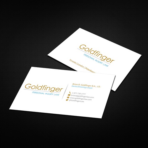 Goldfinger Personal Injury Law needs your help designing our business cards! Design by AkGraphicsSolutions