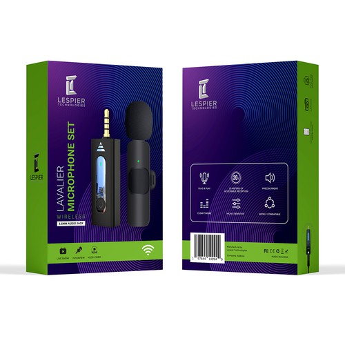 Need modern & catchy packaging design for wireless microphone set Design by Shreya007⭐