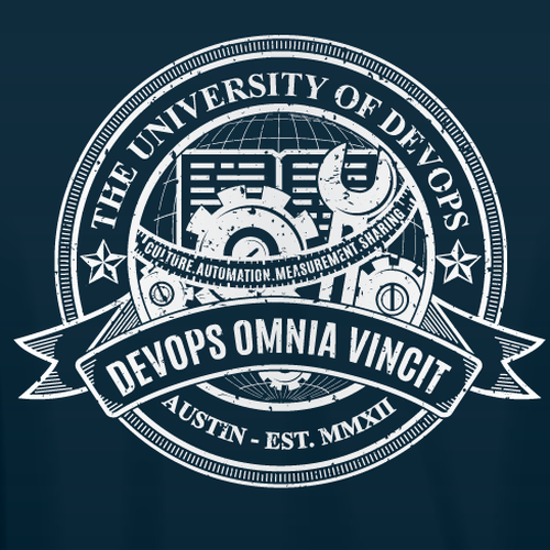 University themed shirt for DevOps Days Austin Diseño de Henrylim