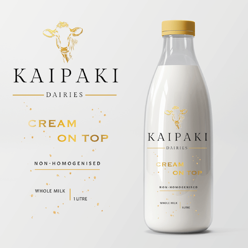 We need a premium milk bottle design for 1 litre glass botltes Design réalisé par Shizurux