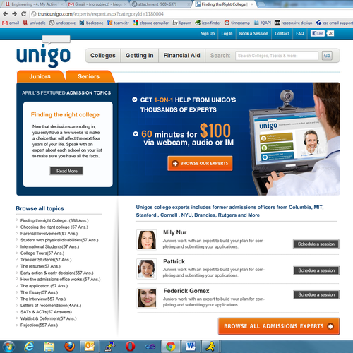 Product Landing Page for Unigo (www.unigo.com) Design by Jem99