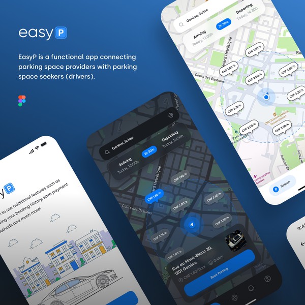 App design for a parking space platform