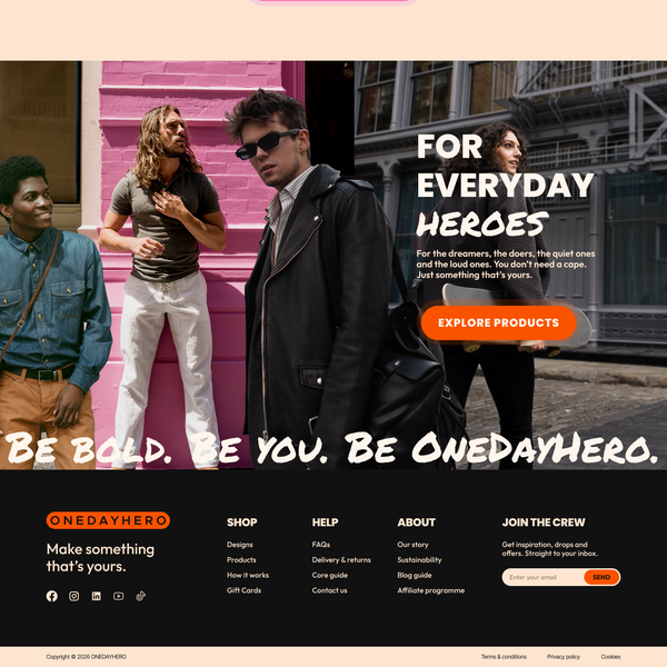 Home page design for clothing store