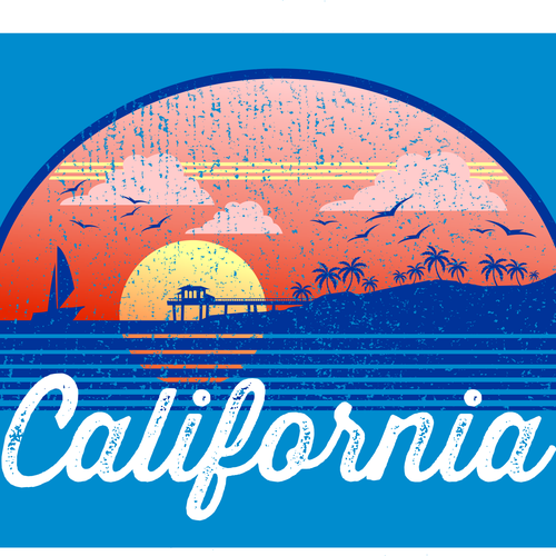 California Castaway Retro 70's T-Shirt Réalisé par jmark319