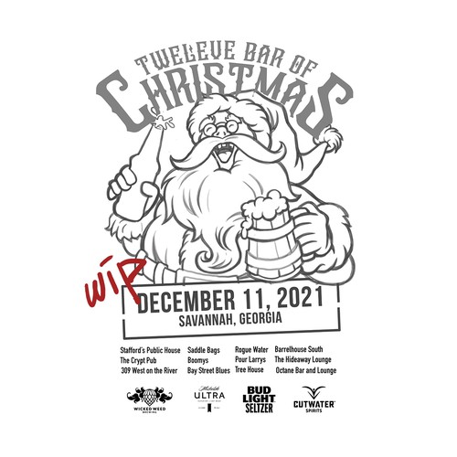 Drunken Santa Themed Bar Crawl Design by Vectorio®