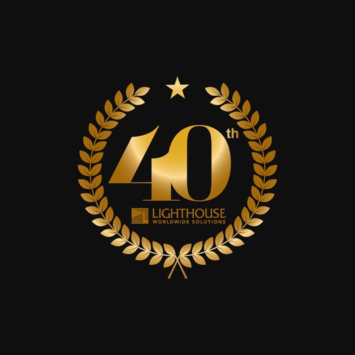 Gold Logo Design 40th year Tech Company. Design by maxu_lab™