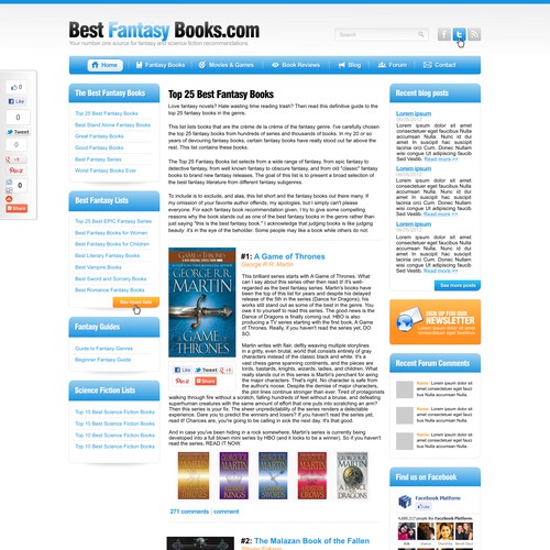 Help Best Fantasy Books with a new website design Design by Dana-s