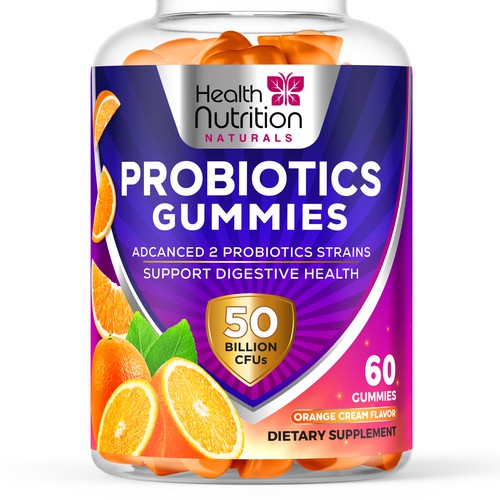 Healthy Probiotic Gummies Label needed for Health Nutrition Design by JOHN's_AlphaCreation