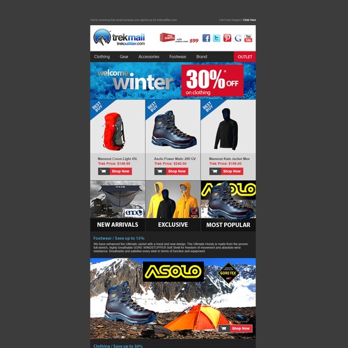 Designs Email Marketing Template Needed Html For Trekoutfitter