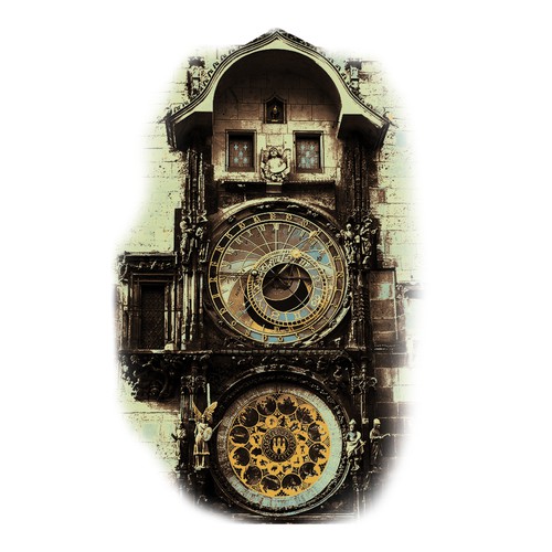 astronomical clock vector tattoo