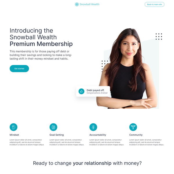 Design by Ardian Shala titled "Snowball Wealth - Landing Page Design "