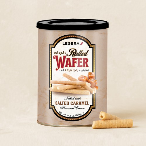 LEGERA Wafer Rolls Pack 125 gm - Salted Caramel Design by Davi Giolo ★