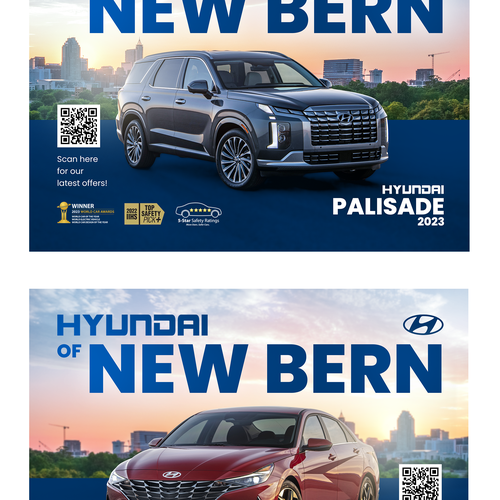 Flyer for Hyundai car dealership showing off the new Palisade and Elantra Design by SudevVp