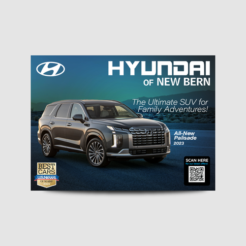 Flyer for Hyundai car dealership showing off the new Palisade and Elantra Design by suchu