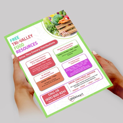 Flyer listing free food resources for the community Réalisé par CREATIVE ARTIFLEX