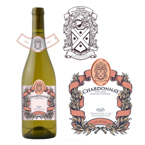 Burgundy Type Label / Chardonnay Design by UVW699