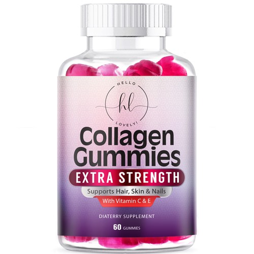 Hello Lovely needs a Collagen Gummies product label Design by agooshe