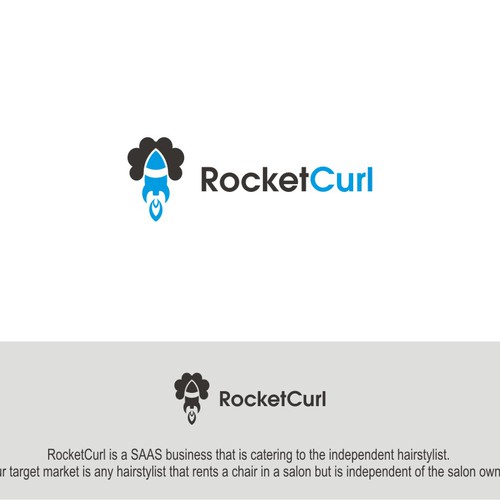 Create a capturing vintage Rocket logo for RocketCurl. Design by LAWETMAS