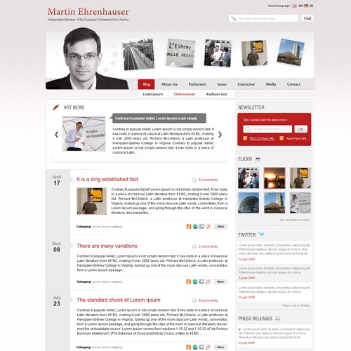 Wordpress Theme for MEP Martin Ehrenhauser Design por Stefan C. Asafti